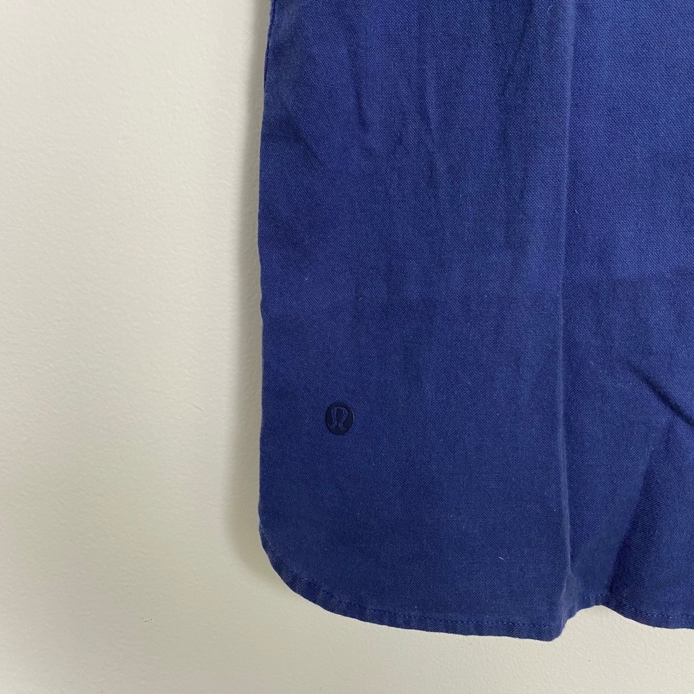 Lululemon Snap To It Short Sleeve Button‎ Up Shirt Blue Size Large Cotton Blend - Picture 4 of 6